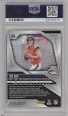 Bo Nix from the 2024 Panini Prizm set featuring a Red White Blue Prizm parallel graded by PSA and given an overall grade of 9.