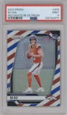 Bo Nix from the 2024 Panini Prizm set featuring a Red White Blue Prizm parallel graded by PSA and given an overall grade of 9.