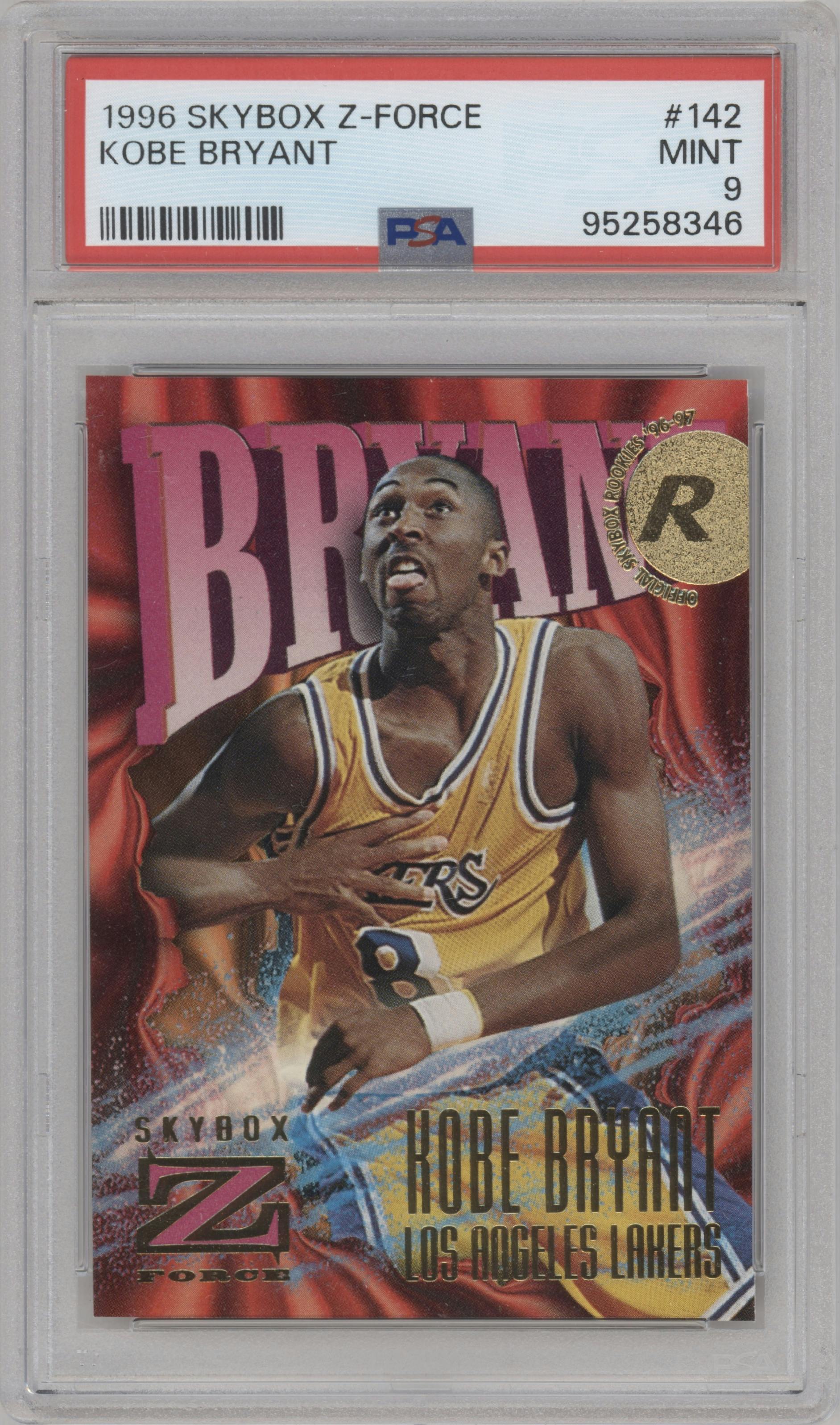 Kobe Bryant from the 1996-97 Skybox Z-Force set graded by PSA and given an overall grade of 9.