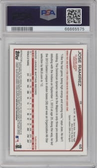 Jose Ramirez  from the 2014 Topps Chrome set featuring a X-Fractor parallel graded by PSA and given an overall grade of 9.