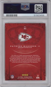 Patrick Mahomes II from the 2017 Panini Crown Royale set graded by PSA and given an overall grade of 10.