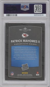 Patrick Mahomes II from the 2017 Panini Donruss Optic set graded by PSA and given an overall grade of 9.