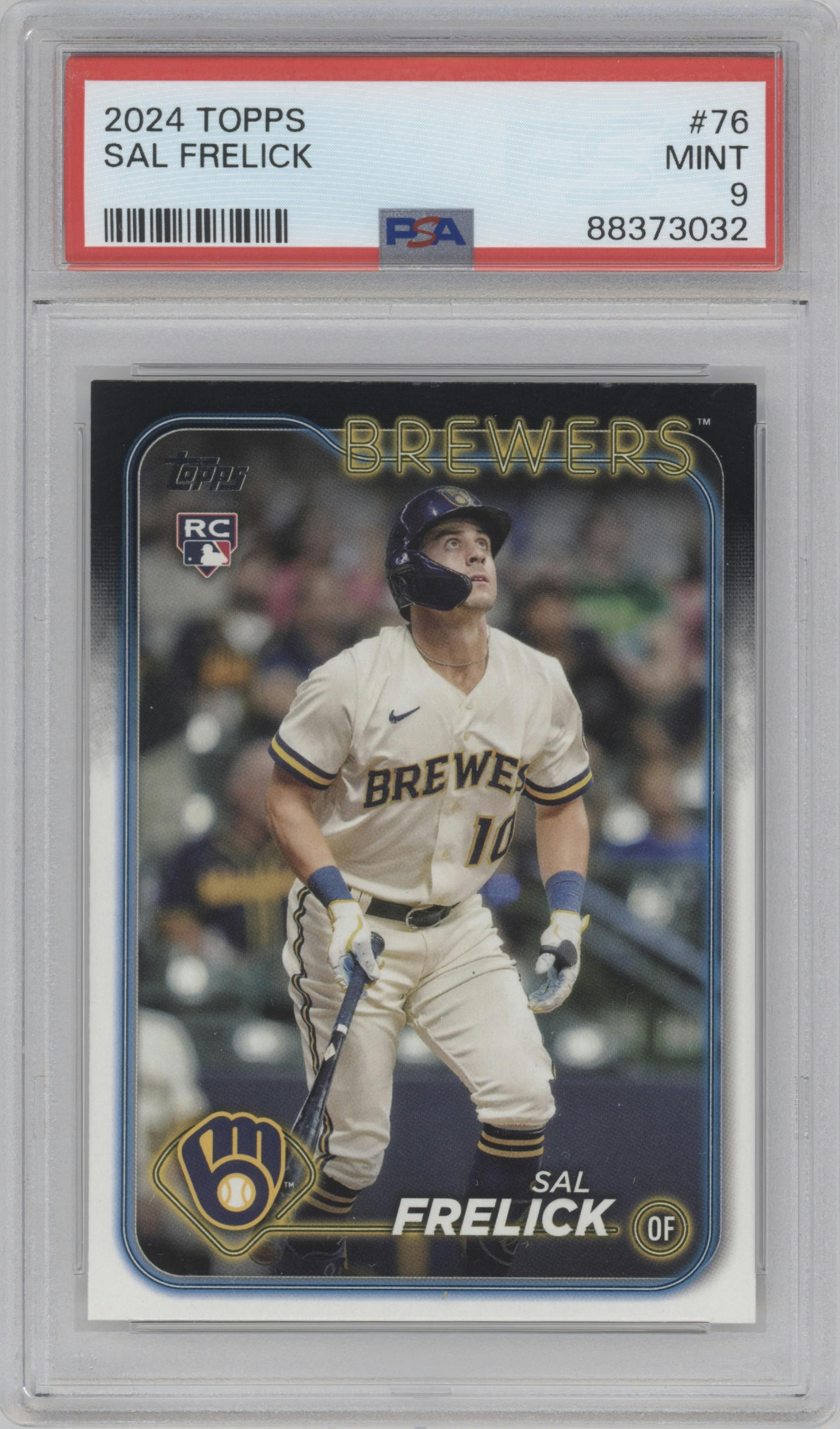 Sal Frelick from the 2024 Topps  set graded by PSA and given an overall grade of 9.