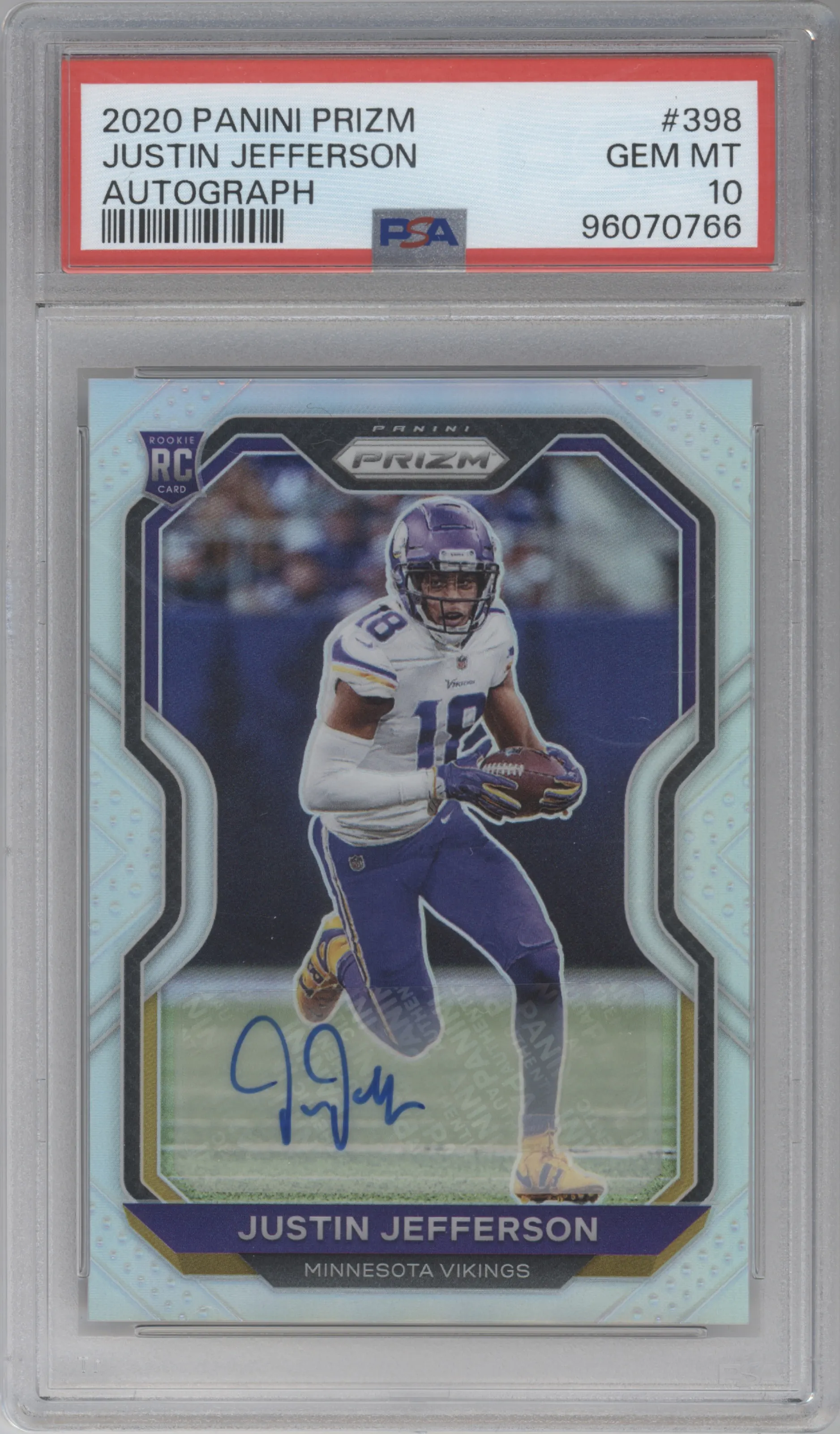 2020 Panini Prizm Rke.Auto Justin Jefferson PSA 10