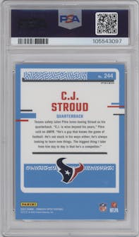 C.J. Stroud from the 2023 Donruss Optic set featuring a Red Mojo  parallel graded by PSA and given an overall grade of 9.
