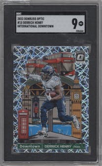  Derrick Henry from the 2023 Donruss Optic set graded by SGC and given an overall grade of 9.