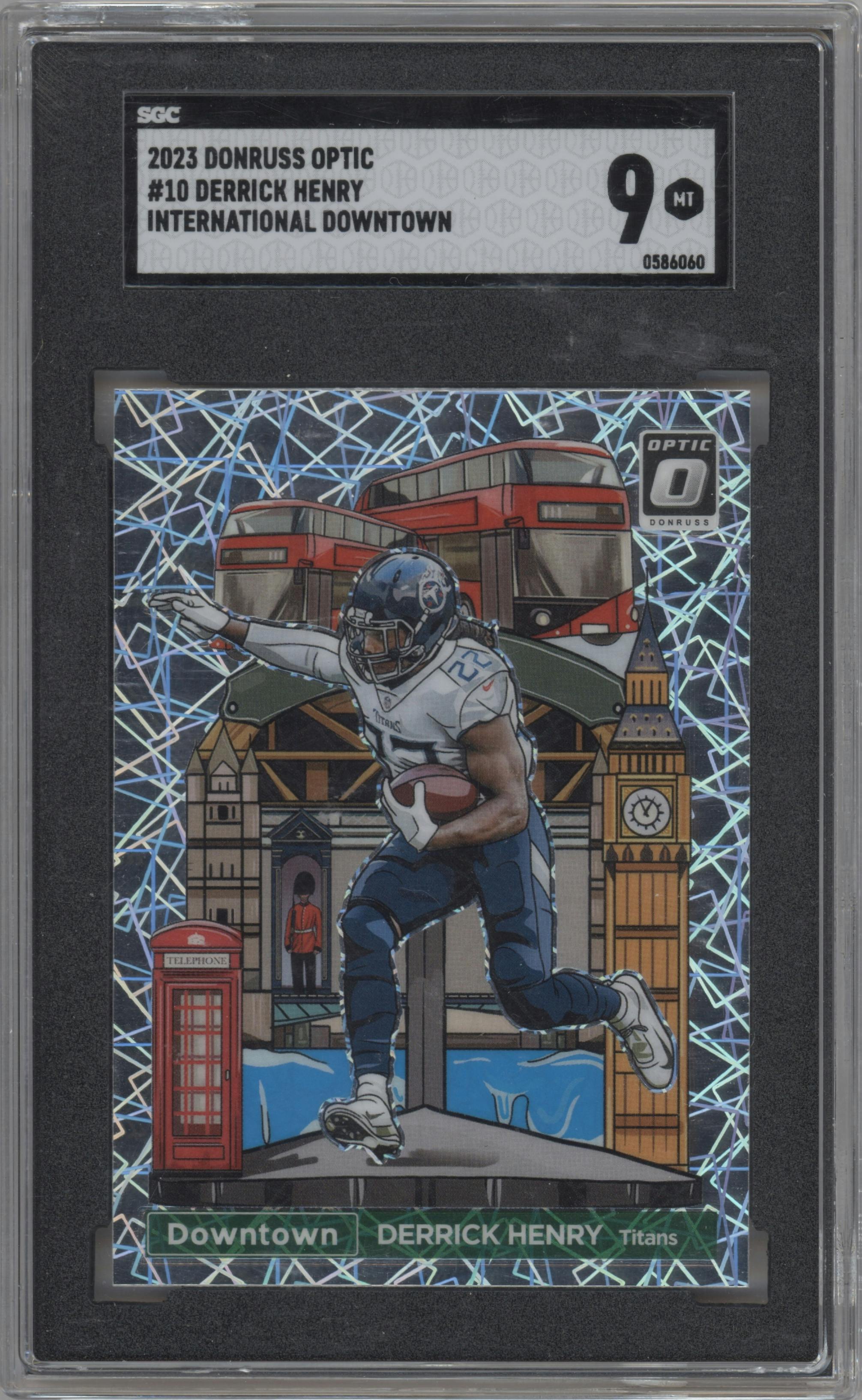  Derrick Henry from the 2023 Donruss Optic set graded by SGC and given an overall grade of 9.