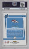 Javonte Williams from the 2021 Panini Donruss Optic set featuring a Purple Shock parallel graded by PSA and given an overall grade of 10.