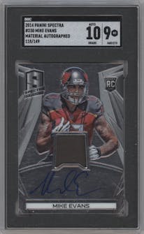 Mike Evans from the 2014 Panini Spectra set graded by SGC and given an overall grade of 9.