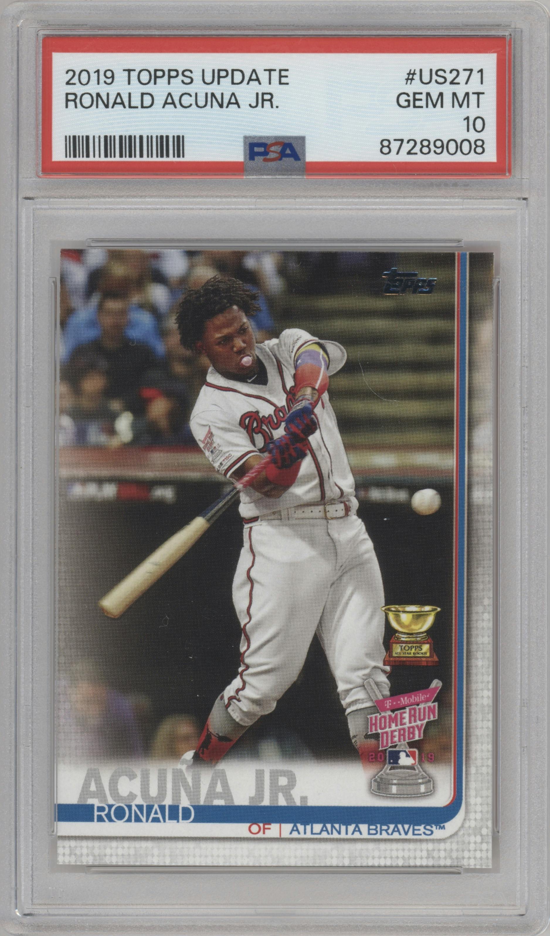 Ronald Acuna Jr. from the 2019 Topps Update  set graded by PSA and given an overall grade of 10.