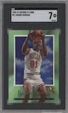 Dennis Rodman from the 1996-97 Skybox E-X2000 set graded by SGC and given an overall grade of 7.
