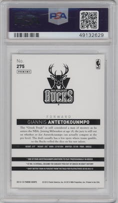 Giannis Antetokounmpo from the 2013-14 Panini NBA Hoops set graded by PSA and given an overall grade of 10.