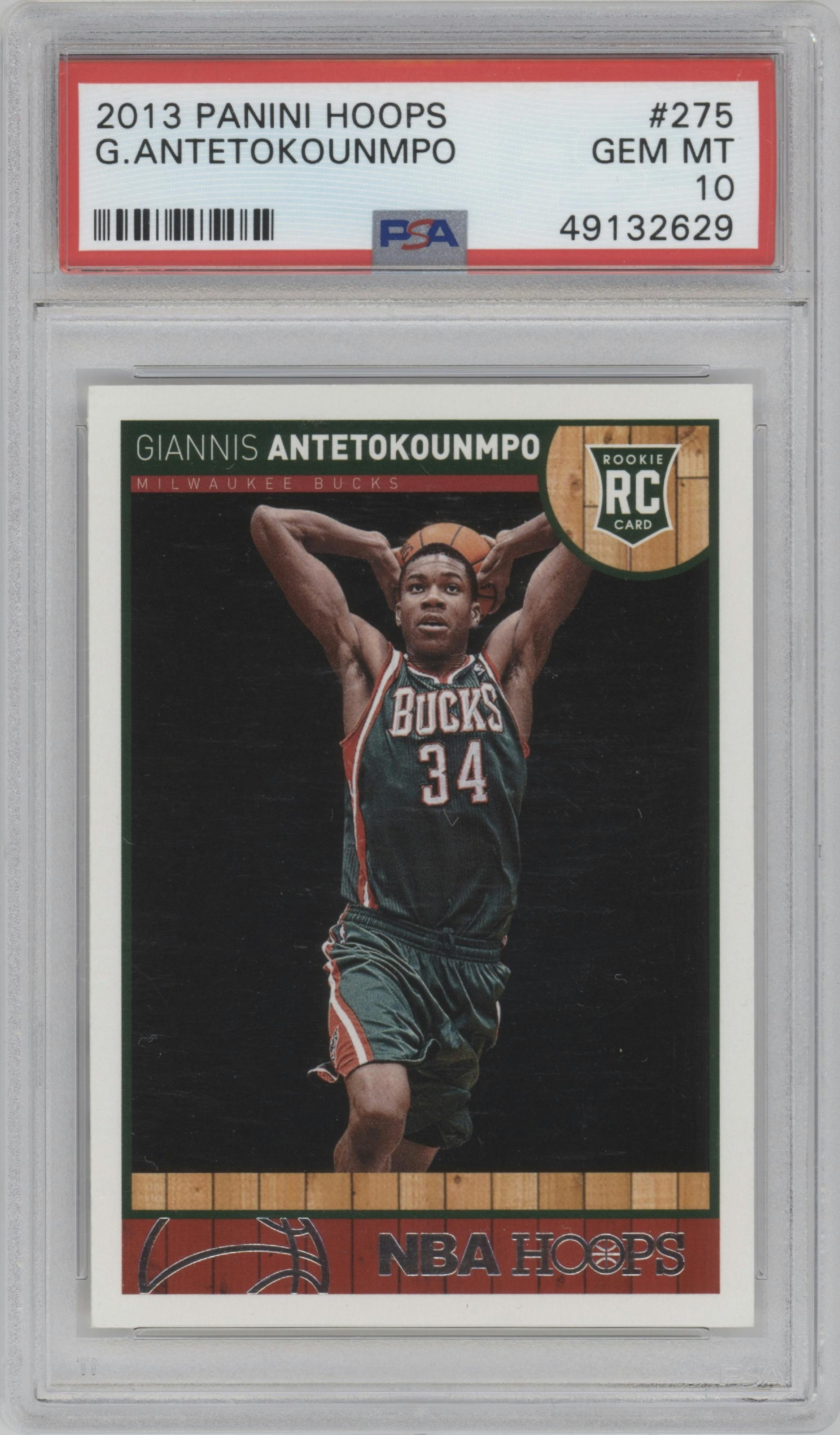 Giannis Antetokounmpo from the 2013-14 Panini NBA Hoops set graded by PSA and given an overall grade of 10.