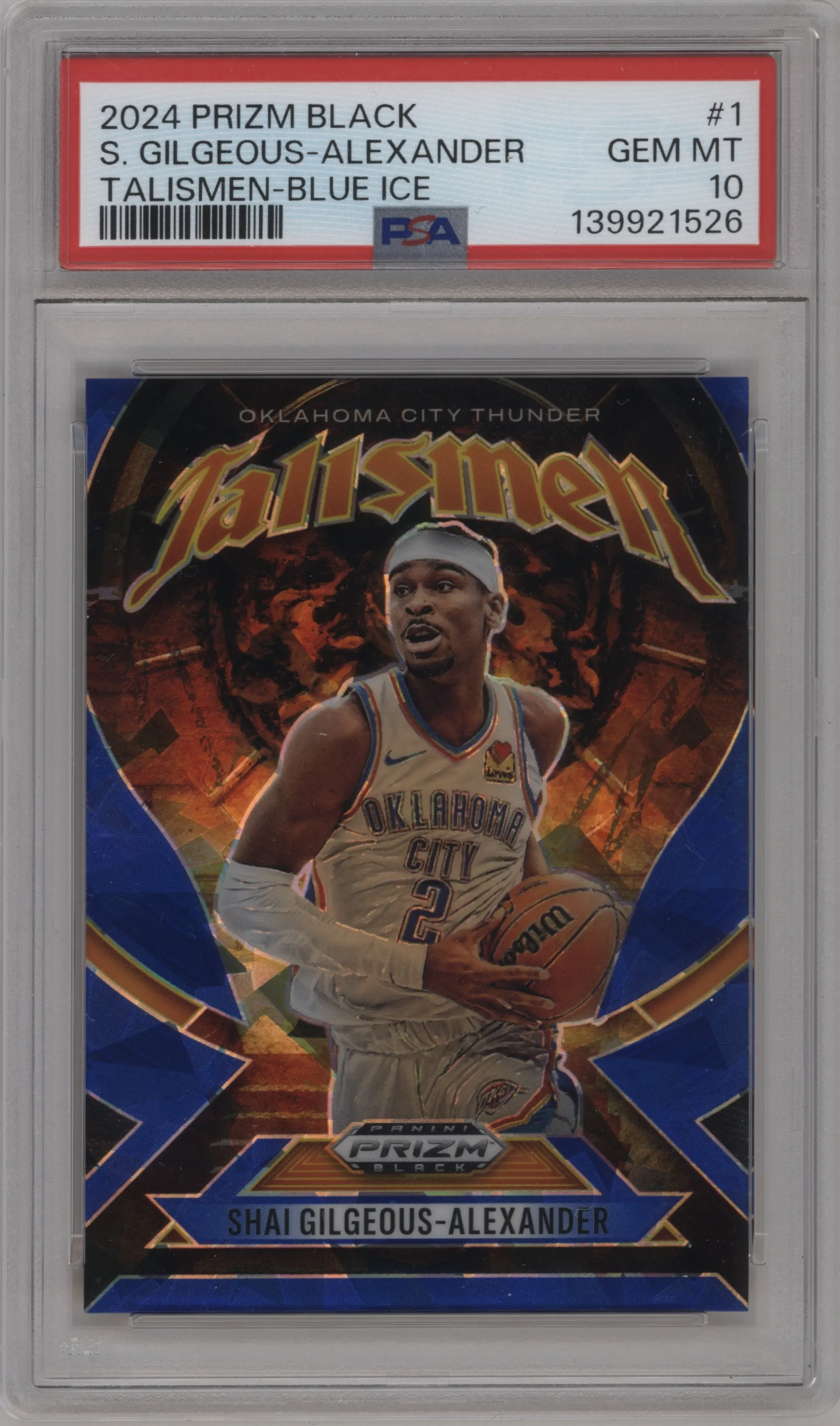 2024 Panini Prizm Black Talismen Shai Gilgeous-Alexander Blue Ice Prizm PSA 10