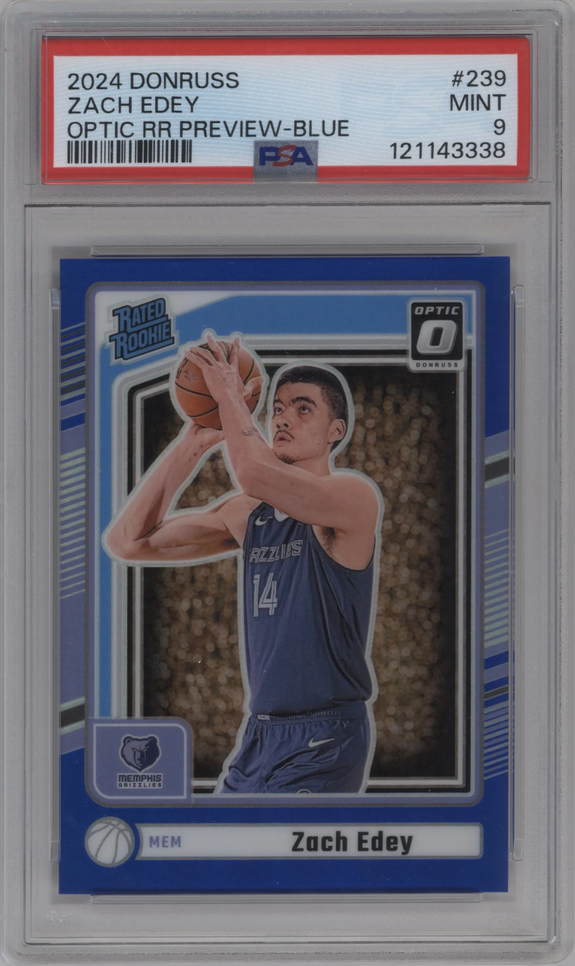 2024 Panini Donruss Opt.Rtd.Rke.Prvw. Zach Edey Blue PSA 9