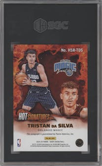 Tristan da Silva from the 2024-25 Panini NBA Hoops set graded by SGC and given an overall grade of 10.