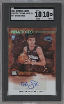 Tristan da Silva from the 2024-25 Panini NBA Hoops set graded by SGC and given an overall grade of 10.