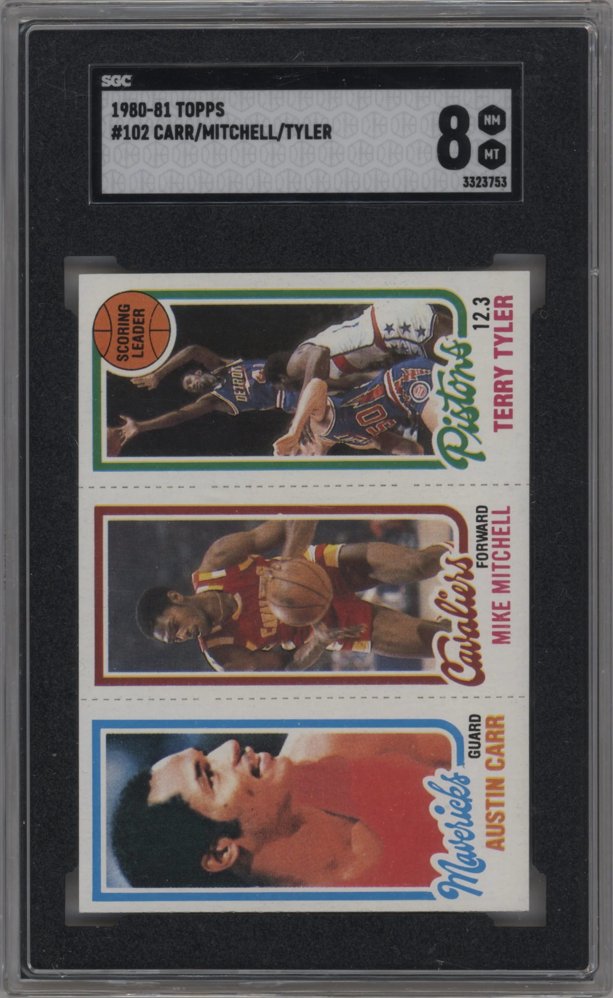 1980 Topps Austin Carr / Mike Mitchell / Terry Tyler #61/56/81 SGC 8