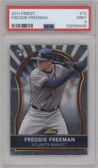 Freddie Freeman from the 2011 Topps Finest set graded by PSA and given an overall grade of 9.