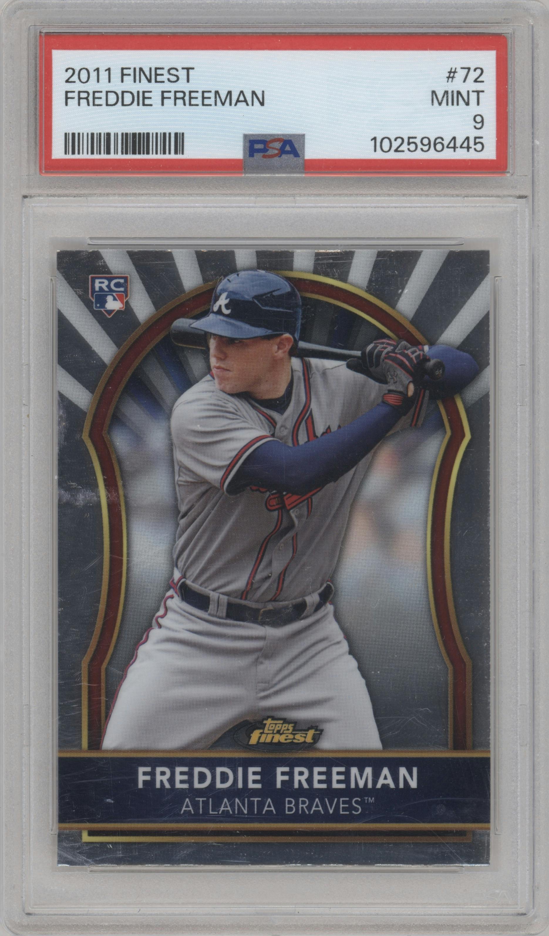 Freddie Freeman from the 2011 Topps Finest set graded by PSA and given an overall grade of 9.