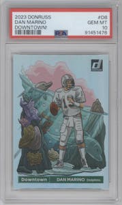 Dan Marino  from the 2023 Panini Donruss set graded by PSA and given an overall grade of 10.