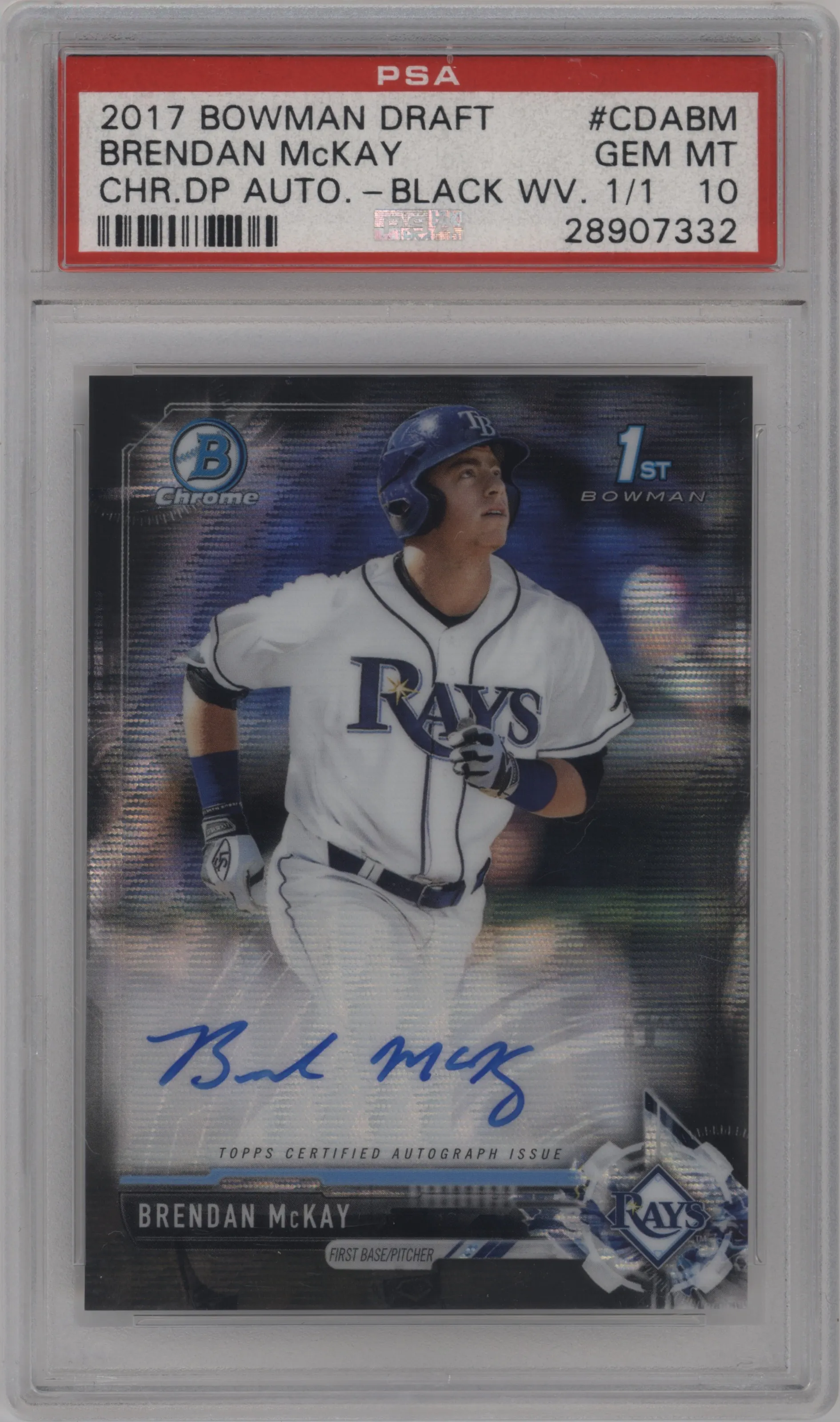 2017 Bowman Draft Chr. DP Auto Brendan McKay Black Wave Refractor #CDA-BM PSA 10