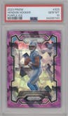 Hendon Hooker from the 2023 Panini Prizm set featuring a Purple Ice parallel graded by PSA and given an overall grade of 10.