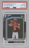 Jayden Daniels from the 2024 Donruss Optic set graded by PSA and given an overall grade of 10.