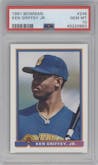 Ken Griffey Jr. from the 1991 Bowman set graded by PSA and given an overall grade of 10.