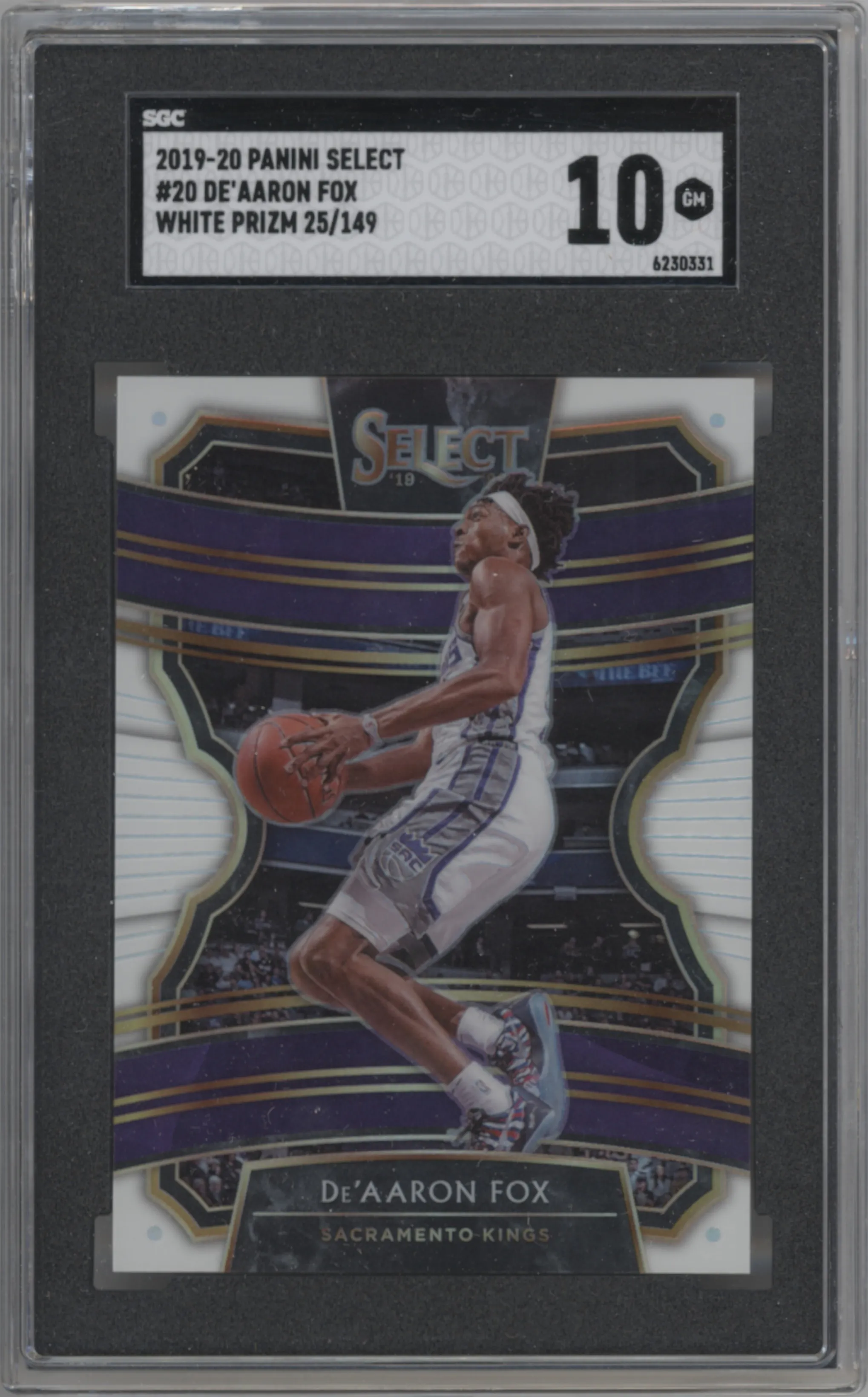 2019 Panini Select De'Aaron Fox White Prizm SGC 10