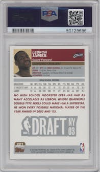 LeBron James from the 2003-04 Topps set graded by PSA and given an overall grade of 9.