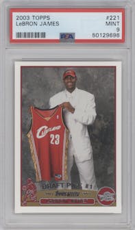 LeBron James from the 2003-04 Topps set graded by PSA and given an overall grade of 9.