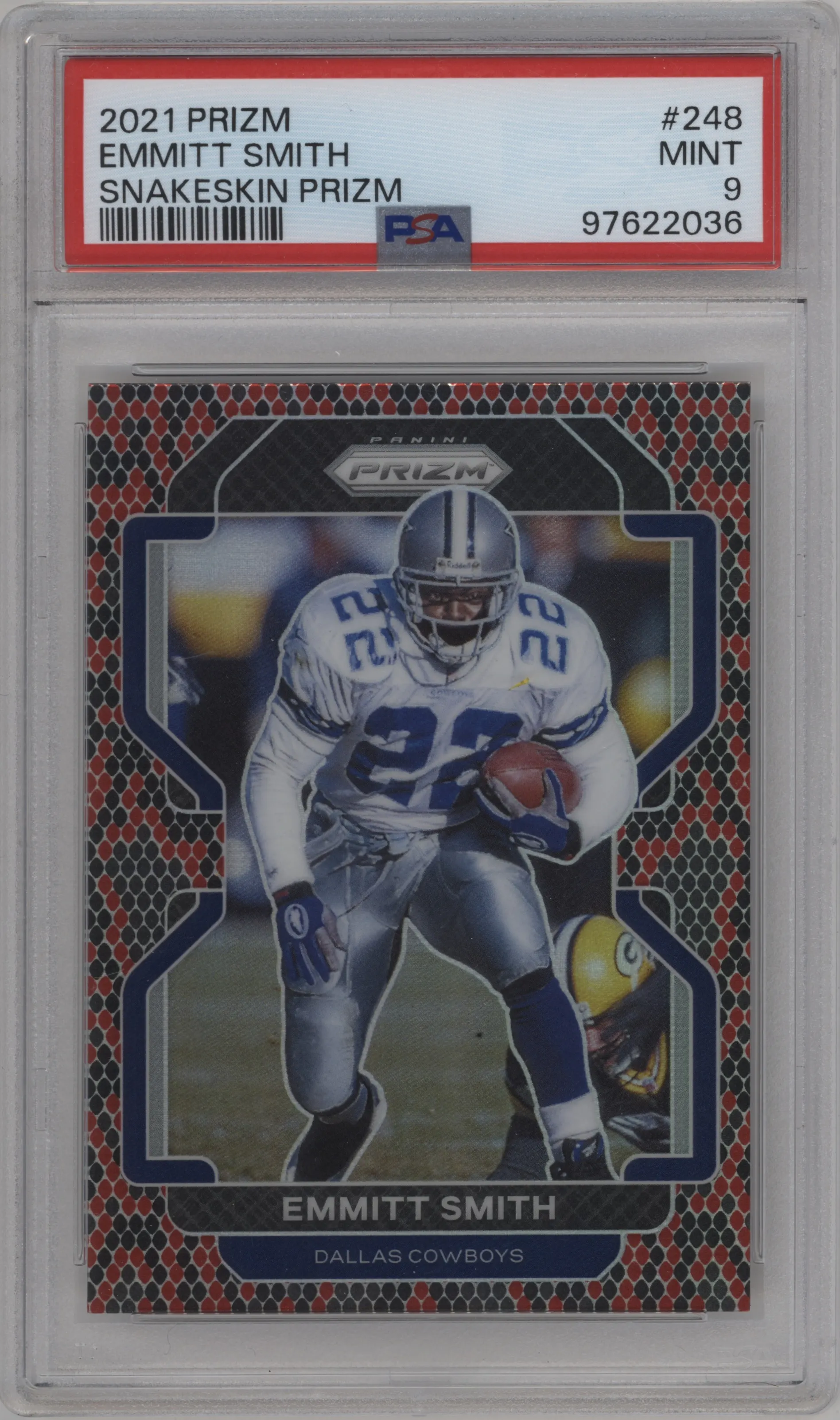 2021 Panini Prizm Emmitt Smith Snakeskin #248 PSA 9