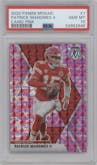 Patrick Mahomes II from the 2020 Panini Mosaic set featuring a Pink Camo parallel graded by PSA and given an overall grade of 10.