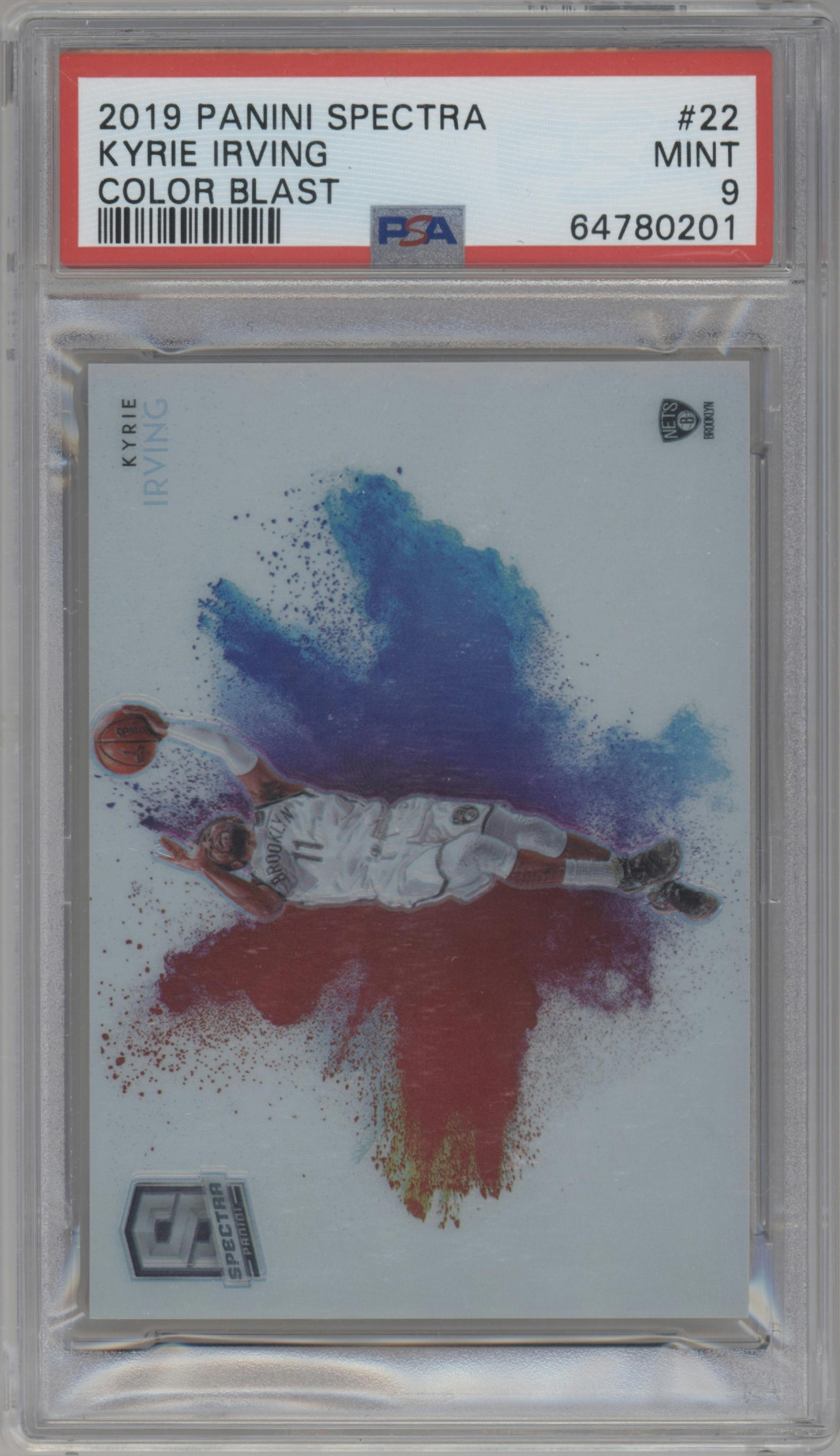 Kyrie Irving from the 2019-20 Panini Spectra set graded by PSA and given an overall grade of 9.