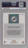 Jaylen Waddle from the 2022 Panini Encased set featuring a Sapphire parallel graded by PSA and given an overall grade of 10.
