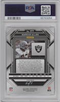 Marcus Allen from the 2022 Panini Prizm set featuring a Black Finite parallel graded by PSA and given an overall grade of 8.