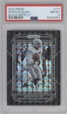 Marcus Allen from the 2022 Panini Prizm set featuring a Black Finite parallel graded by PSA and given an overall grade of 8.