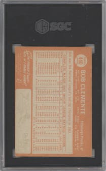 Roberto Clemente from the 1964 Topps set graded by SGC and given an overall grade of 3.