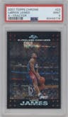 LeBron James from the 2007-08 Topps Chrome set featuring a X-Fractor parallel graded by PSA and given an overall grade of 9.