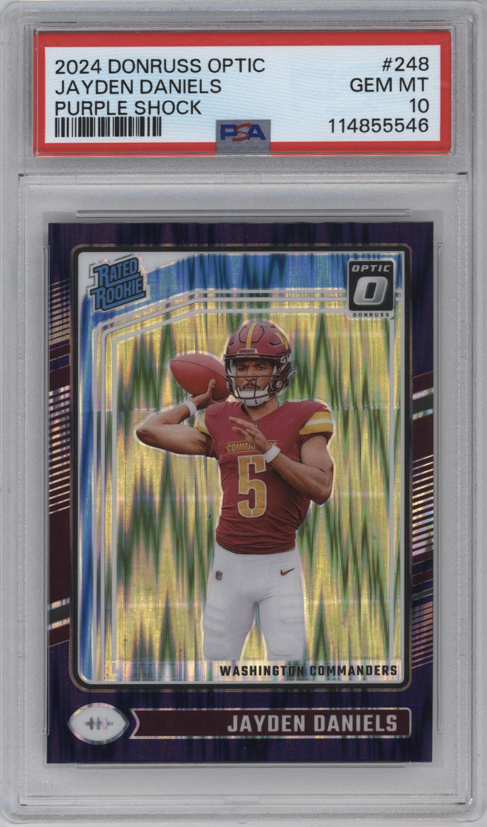 2024 Donruss Optic Rated Rookie Jayden Daniels Purple Shock #248 PSA 10