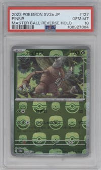 Pinsir from the 2023 Pokemon SV JPN set featuring a Master Ball parallel graded by PSA and given an overall grade of 10.