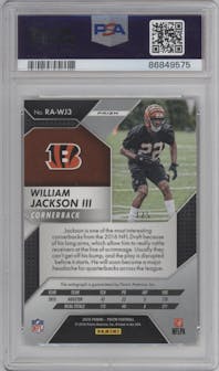 William Jackson III  from the 2016 Panini Prizm set featuring a Gold Vinyl parallel graded by PSA and given an overall grade of 9.