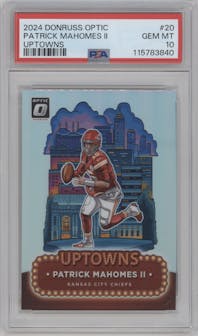 Patrick Mahomes II from the 2024 Donruss Optic set graded by PSA and given an overall grade of 10.