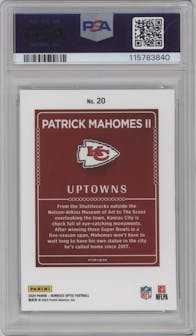 Patrick Mahomes II from the 2024 Donruss Optic set graded by PSA and given an overall grade of 10.