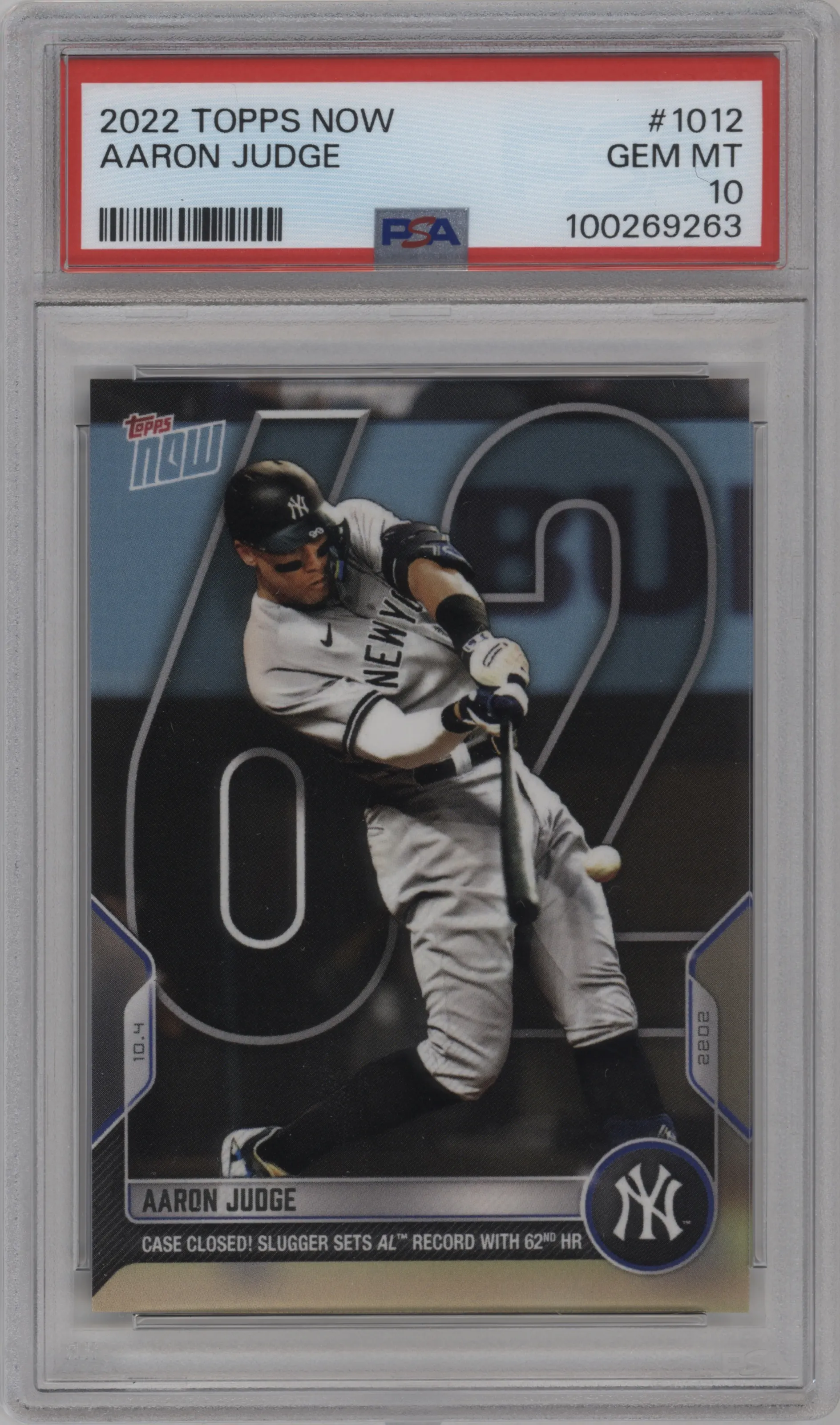 2022 Topps Now Aaron Judge PSA 10