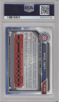 Miguel Amaya from the 2019 Bowman  set graded by PSA and given an overall grade of 10.