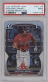 Kristian Campbell from the 2023 Bowman Draft set featuring a Refractor parallel graded by PSA and given an overall grade of 9.