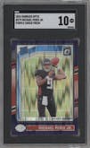 Michael Penix Jr. from the 2024 Donruss Optic set featuring a Purple Shock parallel graded by SGC and given an overall grade of 10.
