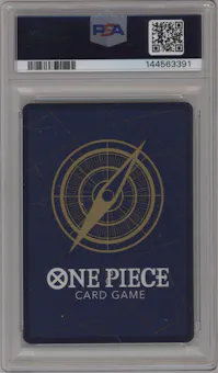 Sanji from the 2025 One Piece set featuring a Manga Alt Art parallel graded by PSA and given an overall grade of 10.